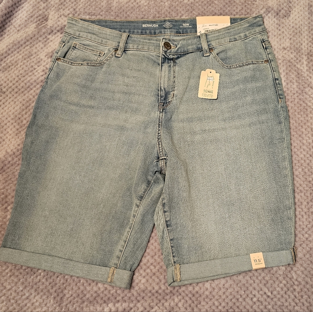 St. John's Bay Bermuda Secretly Slender Denim Shorts